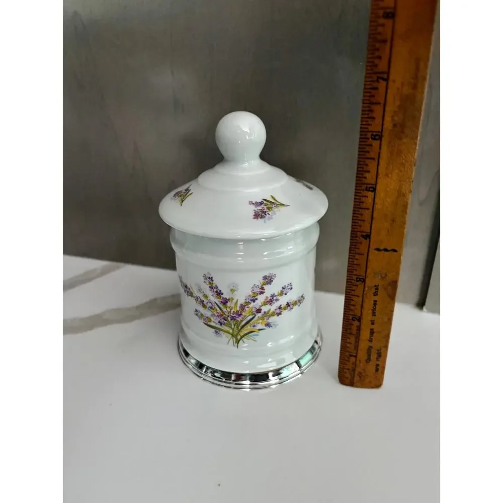 Cottagecore White Ceramic Storage Jar with Lid Limoges Made in France